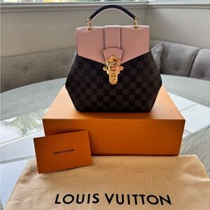 Louis Vuitton Clapton Backpack in Damier Ebene and Pink